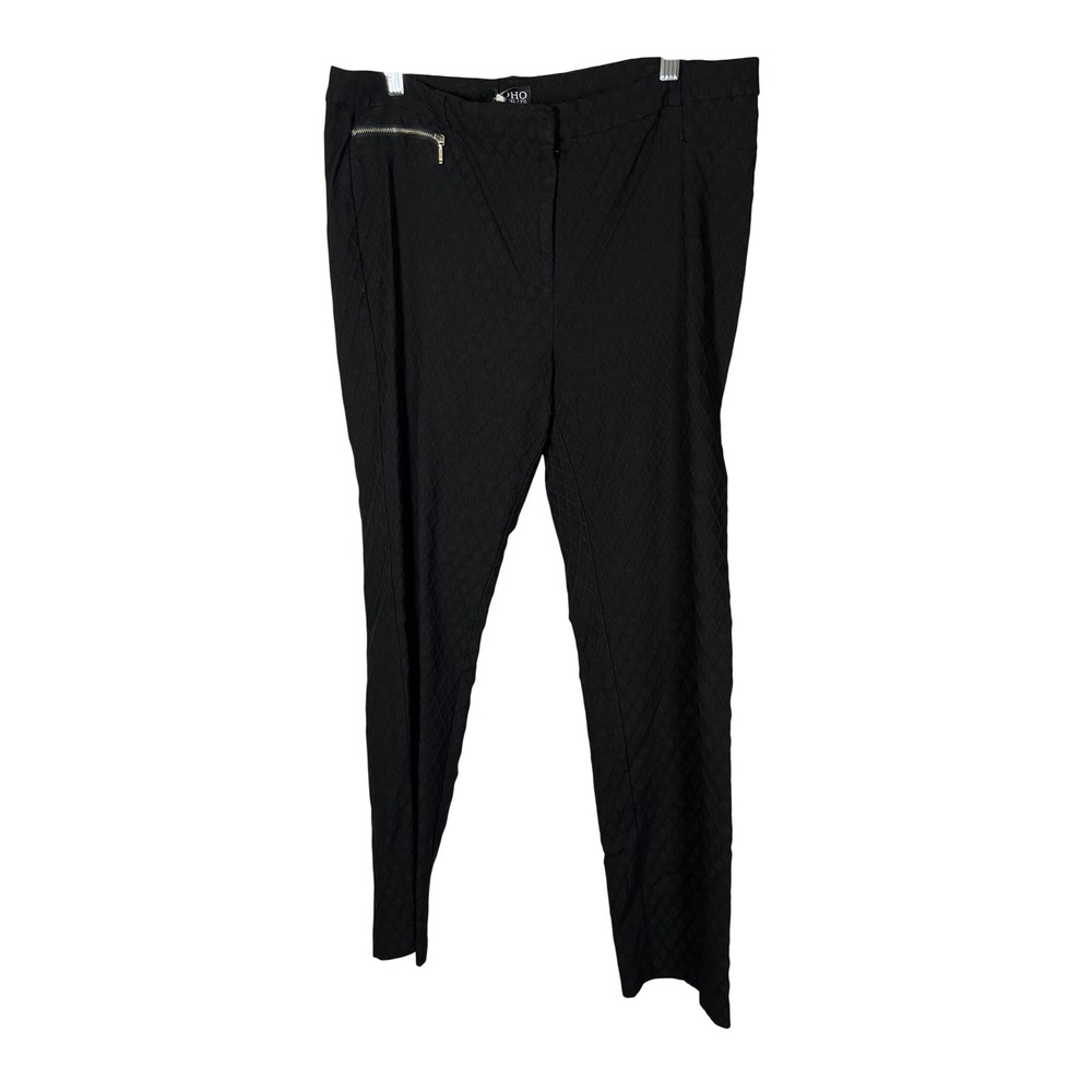 Soho Apparel Ltd Black Quilted DiamondTexture Slim Dress Pants Womens 16 6691106
